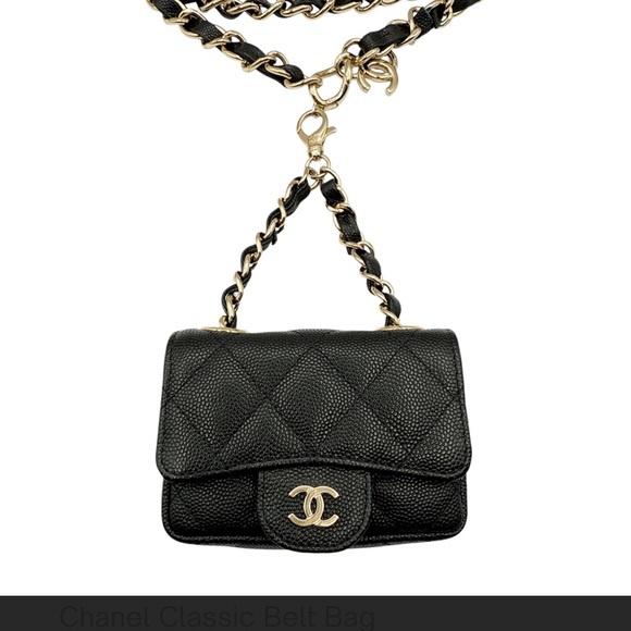 CHANEL Black Mini Quilted Bag with Gold Chain - Picture 1 of 2